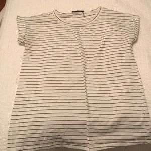 Cream and black striped shirt sleeve shirt